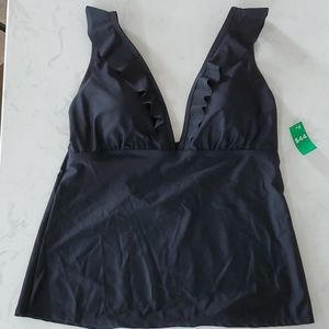 Black Ruffle Tankini Top